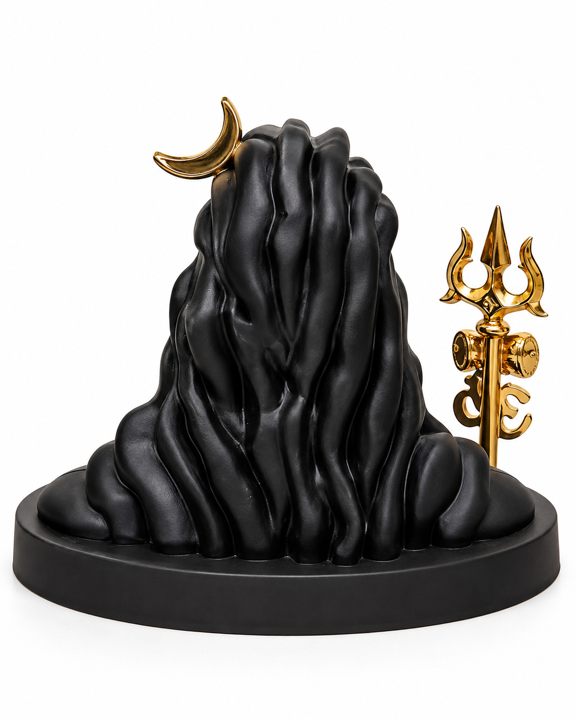 Adiyogi Shiva Idol Black Gold Mahadev Statue with Trishul for Home Temple, Office Desk & Car Dashboard