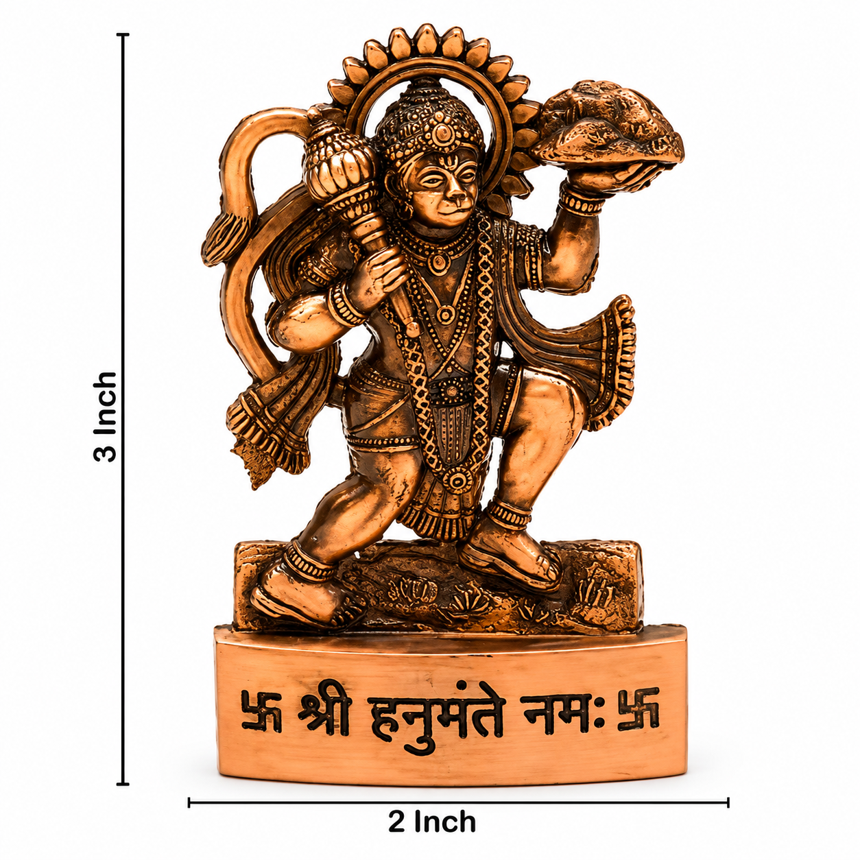 Sanjeevani Hanuman Ji Dashboard Idol | Antique Copper Finish Bajrangbali Murti for Car & Home Decor
