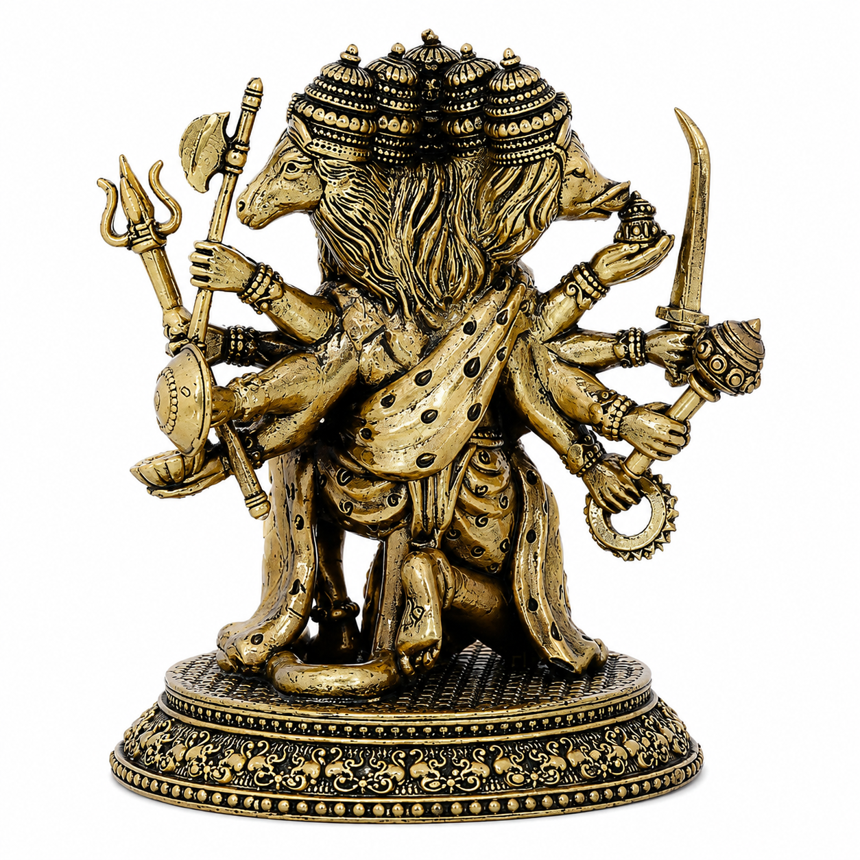 Premium Panchmukhi Hanuman Ji Brass Murti – 4.5 Inch Antique Finish