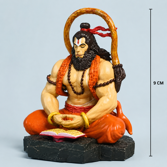 Meditative Hanuman Ji Idol for Car Dashboard & Home Decor | Premium Resin Murti 9 CM