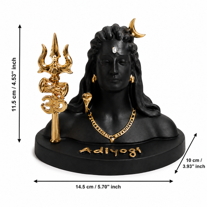 Adiyogi Shiva Idol Black Gold Mahadev Statue with Trishul for Home Temple, Office Desk & Car Dashboard