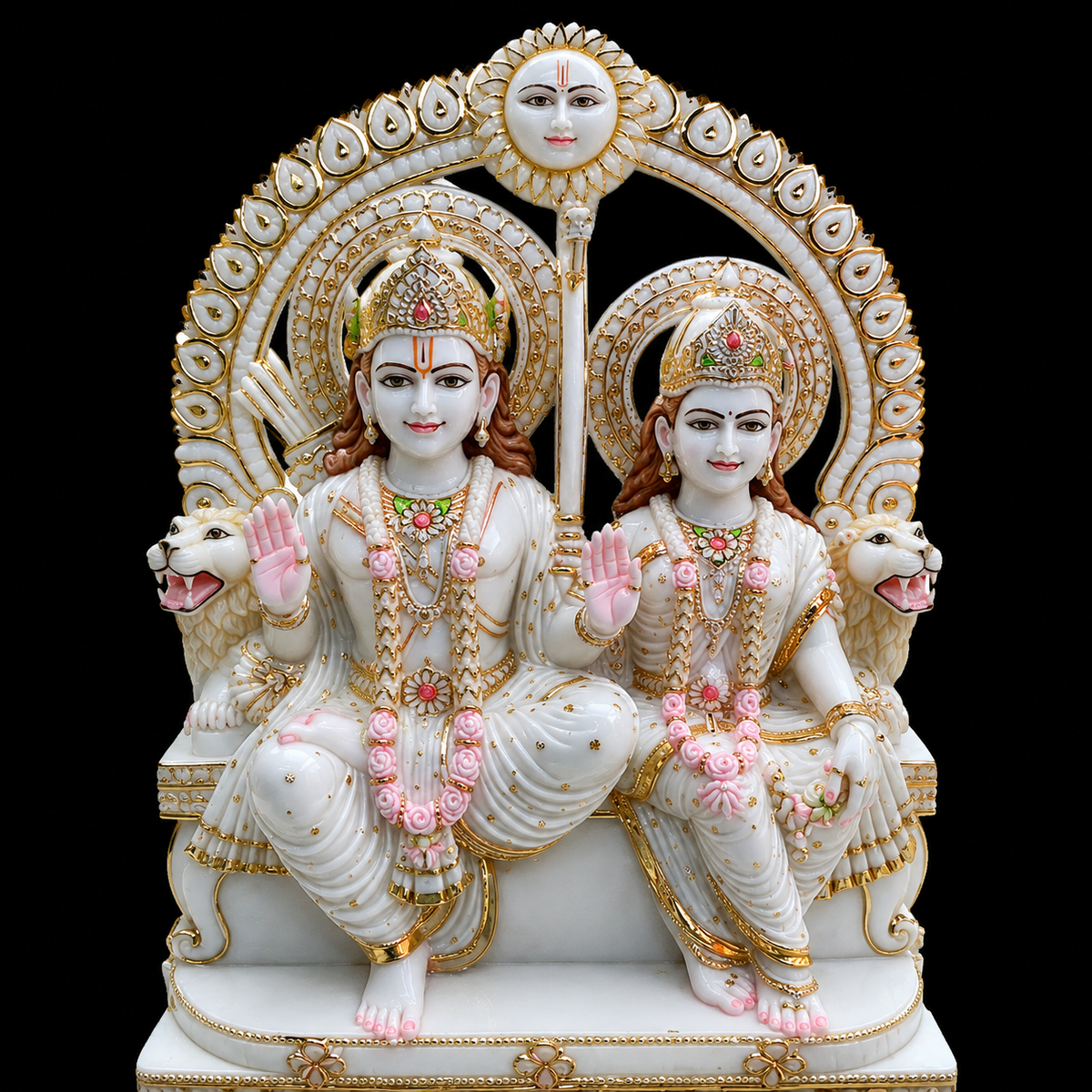 Ayodhya Darbar Ram Darbar Marble Murti - 9 Inch