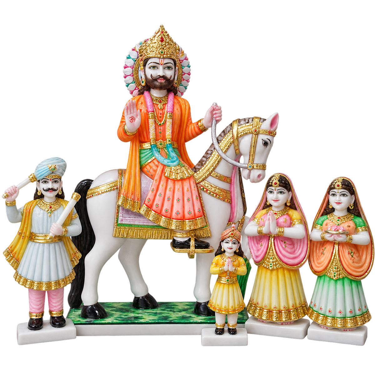 Baba Ramdev Parivar Marble Murti - 9 Inch