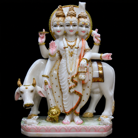 Dattatreya Blessing Marble Murti - 9 Inch