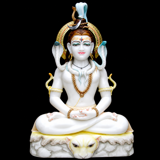Dhyan Mudra Shiv Marble Murti - 9 Inch