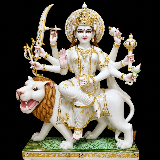 Durga Maa Maa Durga Marble Murti - 9 Inch