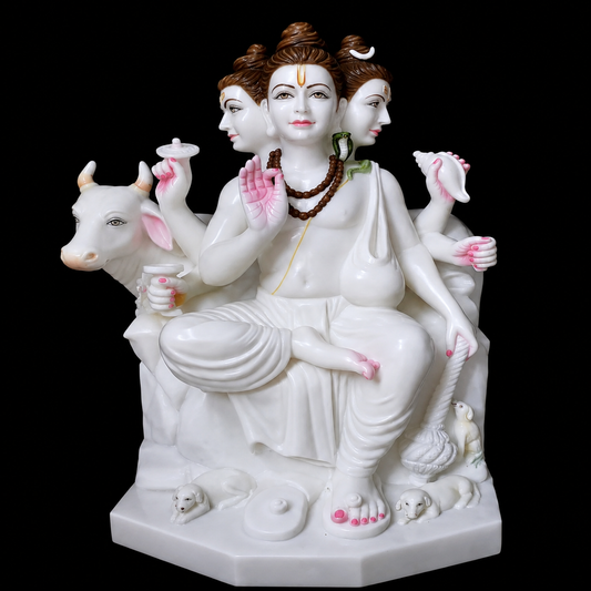 Guru Dattatreya Marble Murti - 9 Inch