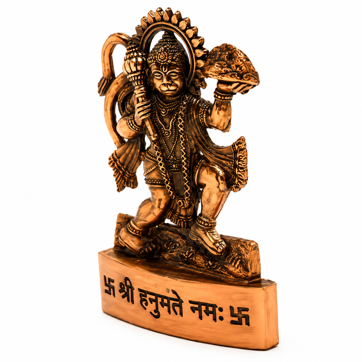 Sanjeevani Hanuman Ji Dashboard Idol | Antique Copper Finish Bajrangbali Murti for Car & Home Decor