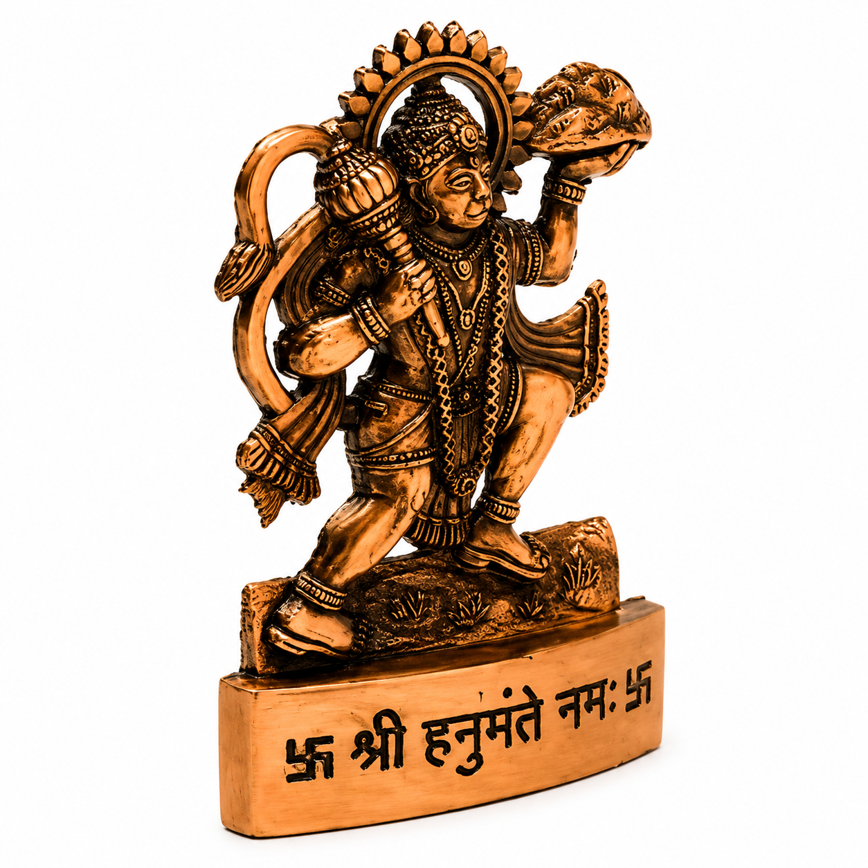 Sanjeevani Hanuman Ji Dashboard Idol | Antique Copper Finish Bajrangbali Murti for Car & Home Decor