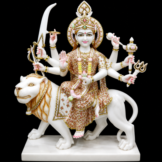 Jagadamba Maa Durga Marble Murti - 9 Inch