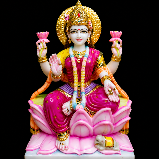 Lakshmi Blessing Maa Lakshmi Marble Murti - 9 Inch
