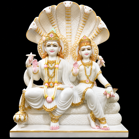Lakshmi Narayan Divine Harmony Marble Murti - 9 Inch