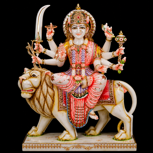 Maa Bhavani Maa Durga Marble Murti - 9 Inch