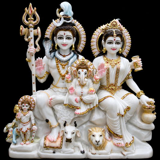 Mahadev Parivar Shiv Parivar Marble Murti - 9 Inch