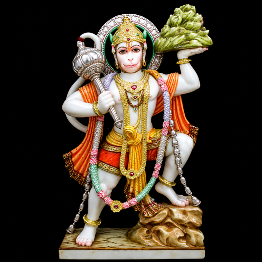 Mahaveer Hanuman Ji Marble Murti - 9 Inch