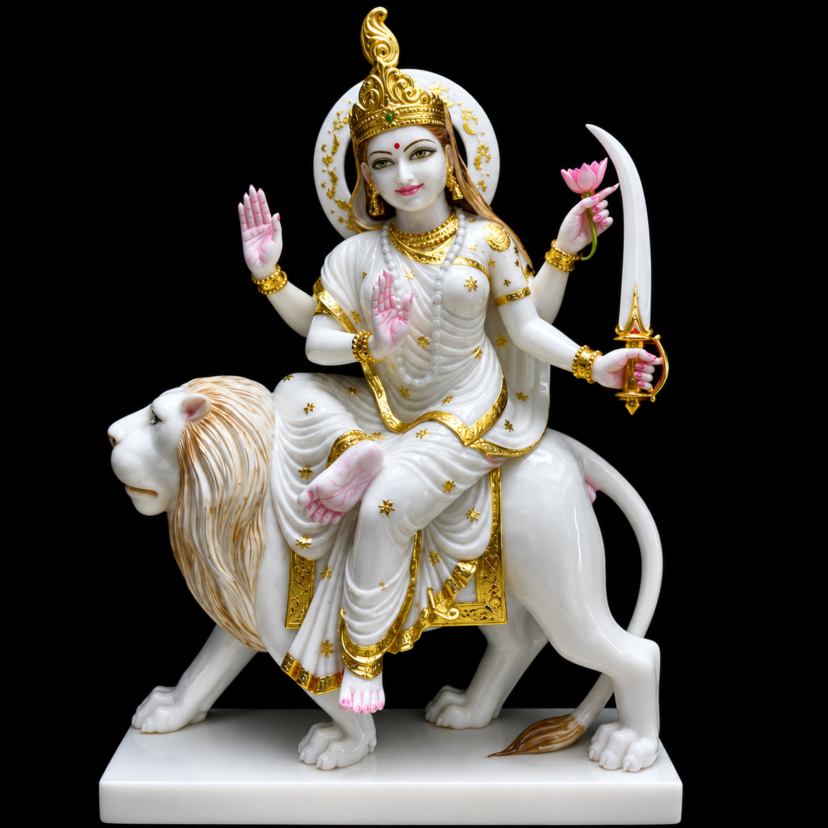 Navdurga Maa Durga Marble Murti - 9 Inch