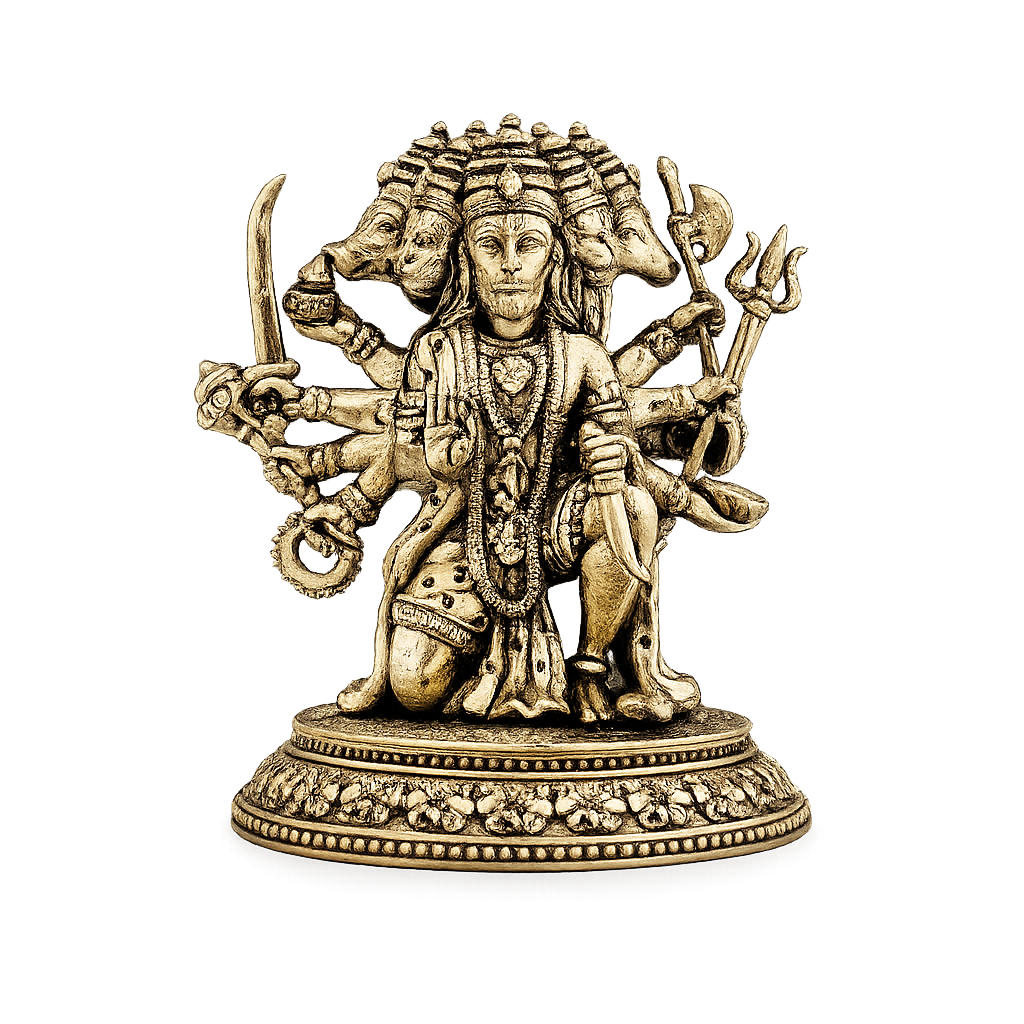 Premium Panchmukhi Hanuman Ji Brass Murti – 4.5 Inch Antique Finish