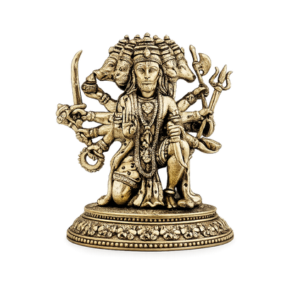 Premium Panchmukhi Hanuman Ji Brass Murti – 4.5 Inch Antique Finish