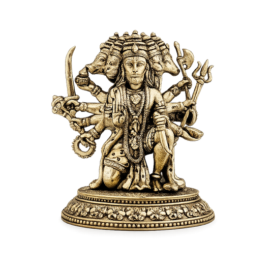 Premium Panchmukhi Hanuman Ji Brass Murti – 4.5 Inch Antique Finish
