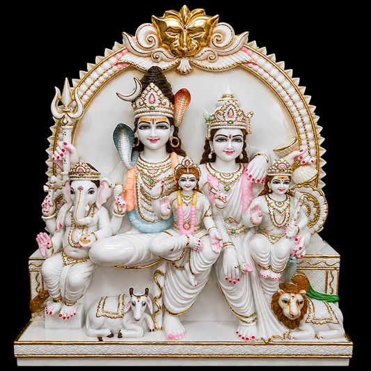 Parivar Darshan Shiv Parivar Marble Murti - 9 Inch