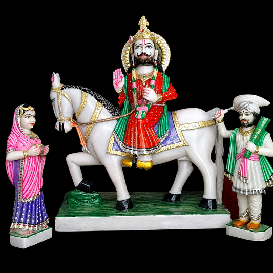 Ramdev Ji Bhakti Marble Murti - 9 Inch