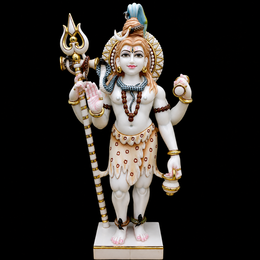Shiv Shambhu Shiva Ji Marble Murti - 9 Inch