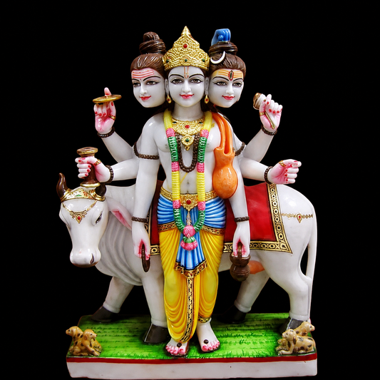 Shri Dattatreya Marble Murti - 9 Inch