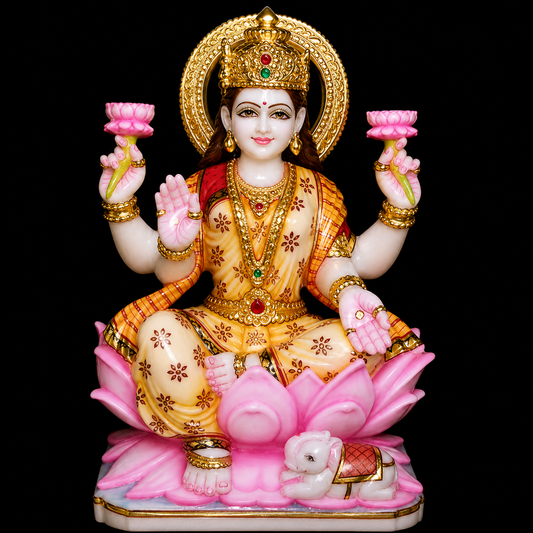 Shri Lakshmi Maa Lakshmi Marble Murti - 9 Inch