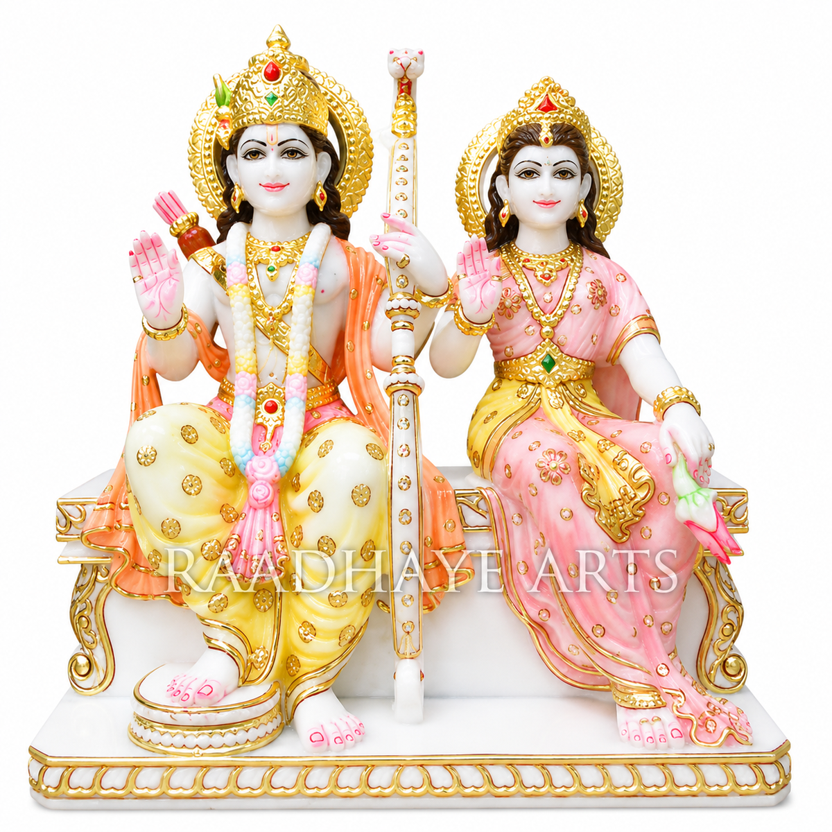 Ram Sita Grace Marble Murti - 9 Inch