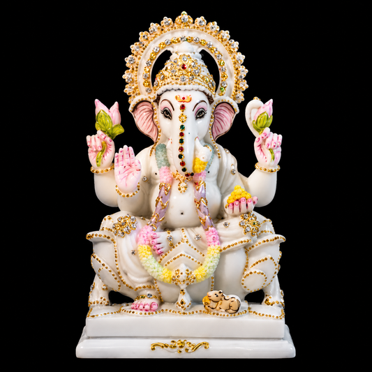 Shubh Aarambh Ganesh Ji Marble Murti - 9 Inch