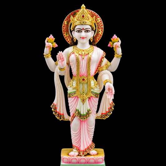 Standing Mahalakshmi Marble Murti - 9 Inch