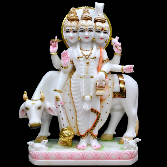 Tridev Dattatreya Marble Murti - 9 Inch