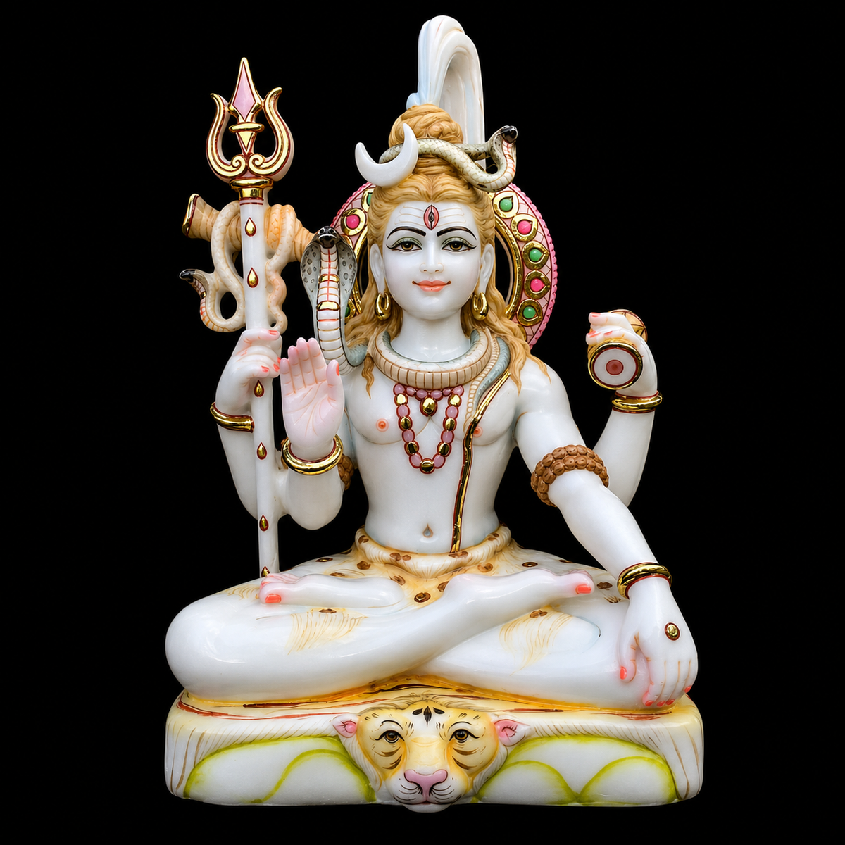Trinetra Mahadev Shiva Ji Marble Murti - 9 Inch