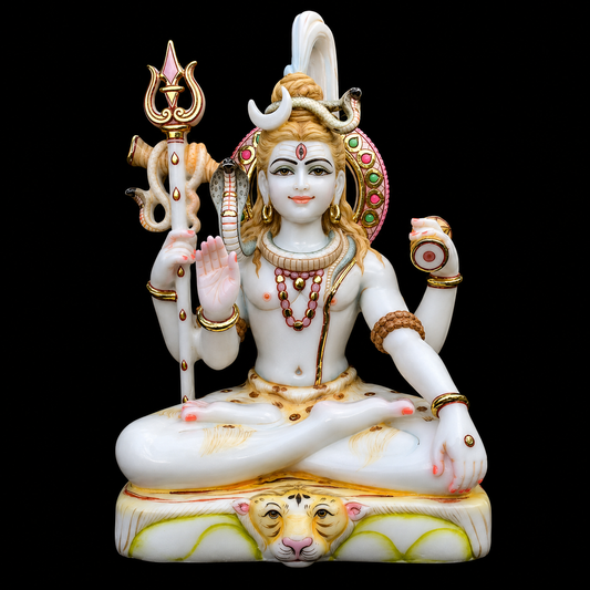 Trinetra Mahadev Shiva Ji Marble Murti - 9 Inch