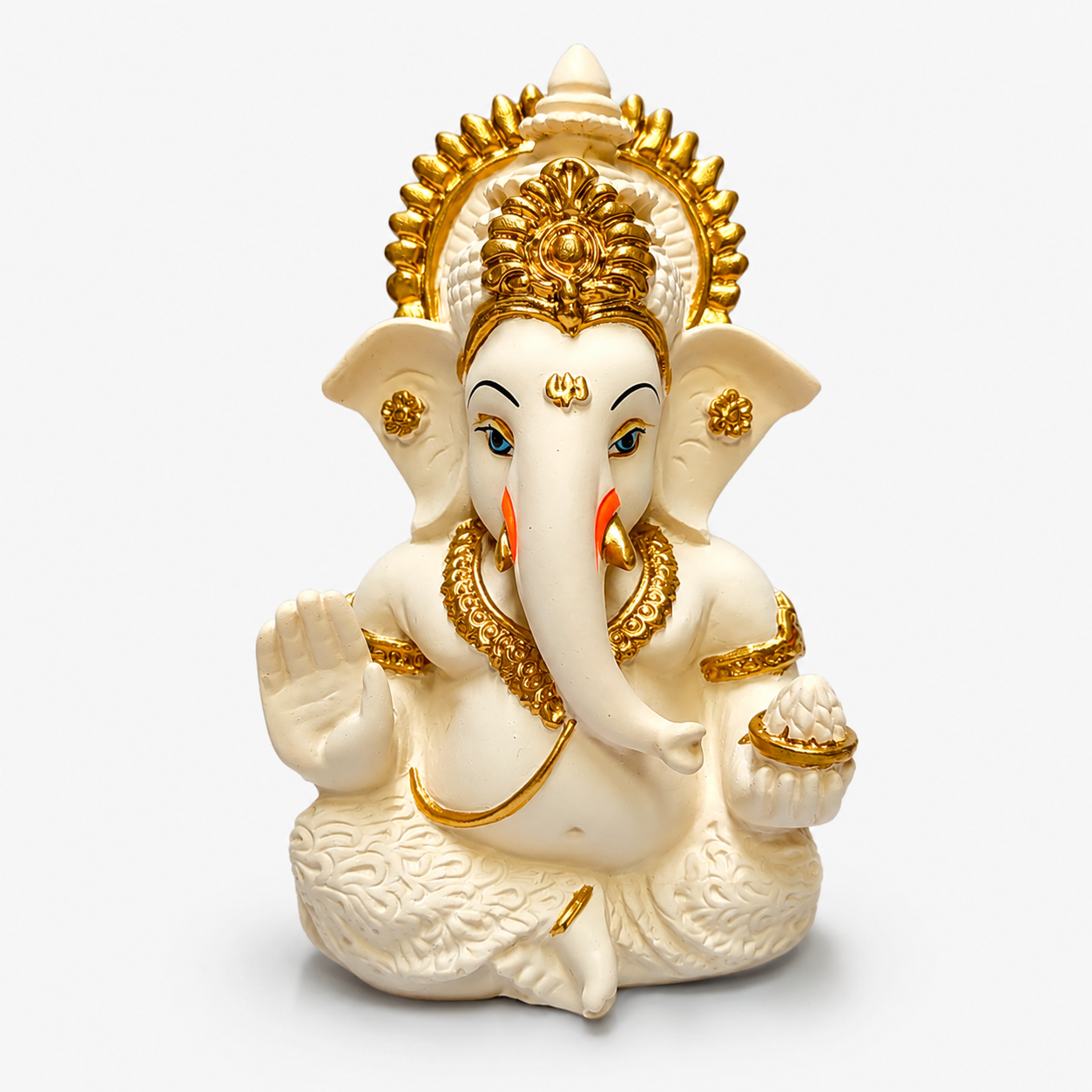 Premium Peach Ivory Ganesha Idol for Car Dashboard & Home Decor