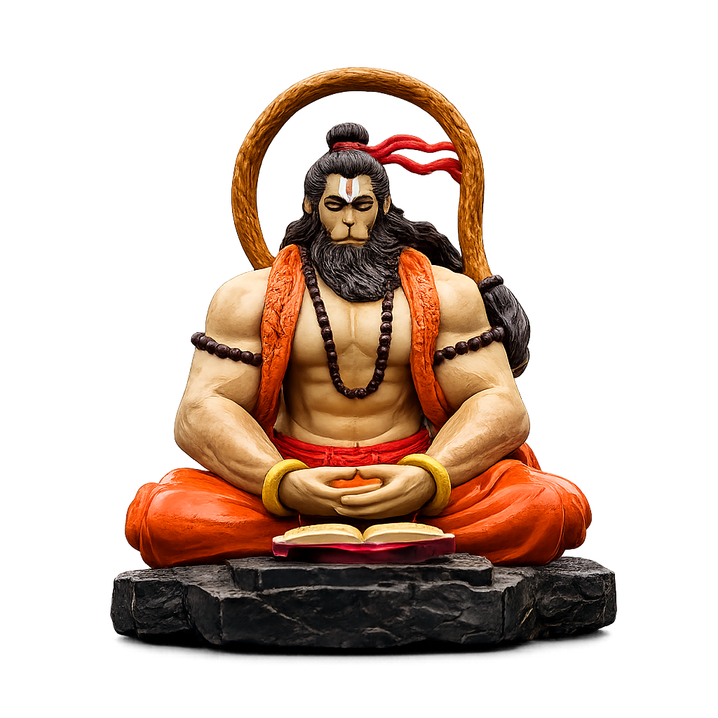 Meditative Hanuman Ji Idol for Car Dashboard & Home Decor | Premium Resin Murti 9 CM