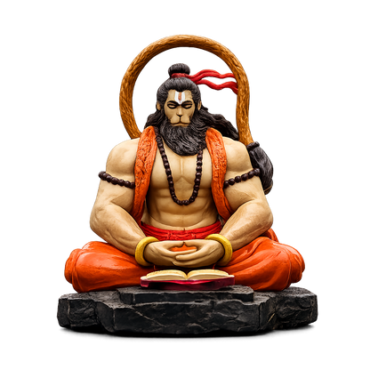 Meditative Hanuman Ji Idol for Car Dashboard & Home Decor | Premium Resin Murti 9 CM