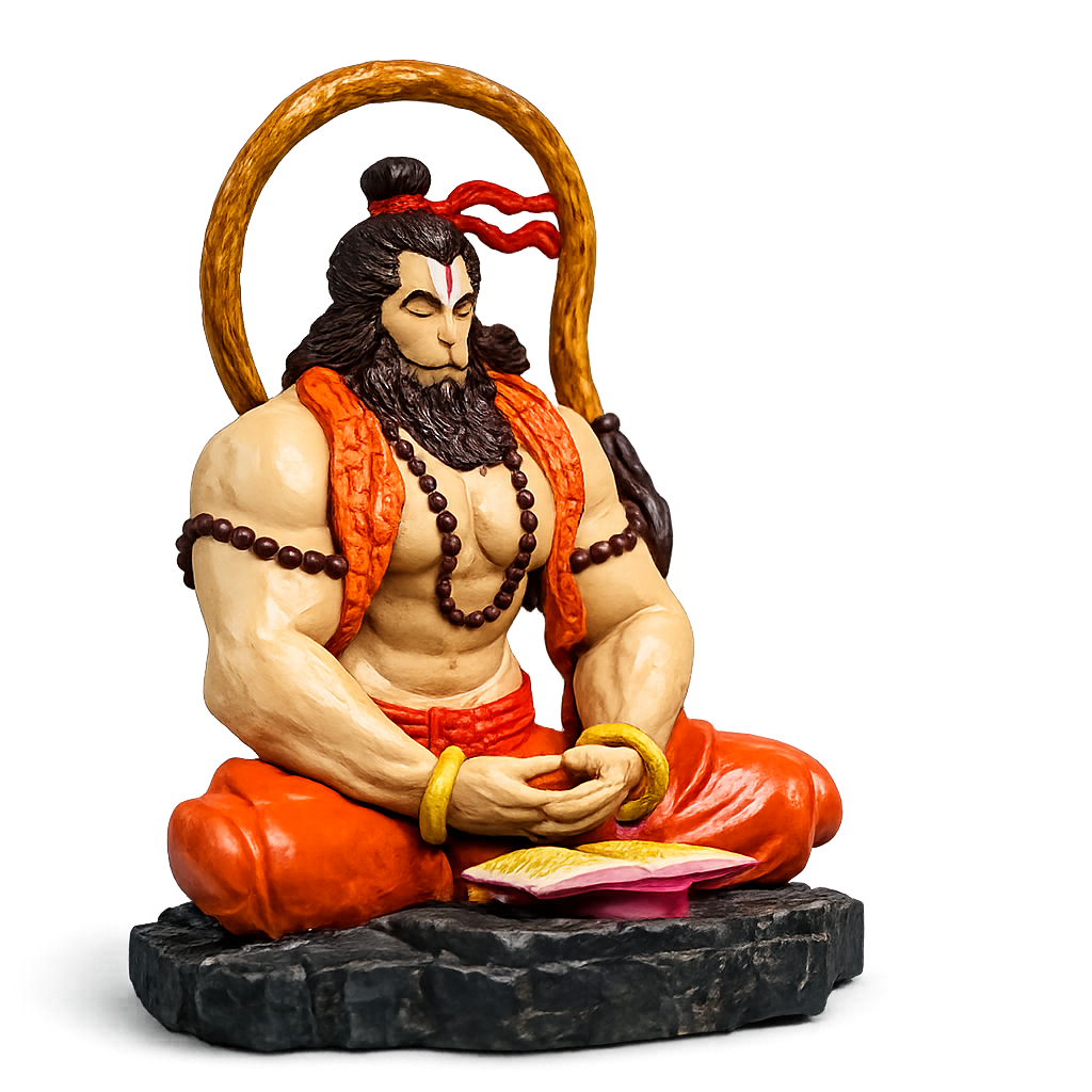 Meditative Hanuman Ji Idol for Car Dashboard & Home Decor | Premium Resin Murti 9 CM
