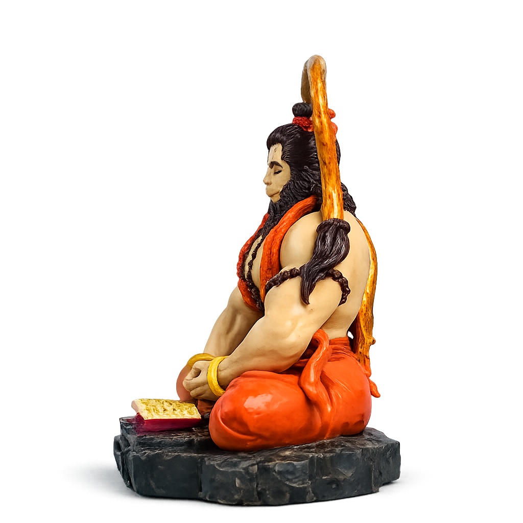 Meditative Hanuman Ji Idol for Car Dashboard & Home Decor | Premium Resin Murti 9 CM