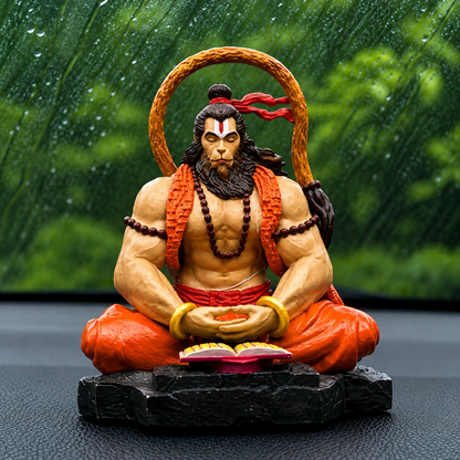 Meditative Hanuman Ji Idol for Car Dashboard & Home Decor | Premium Resin Murti 9 CM