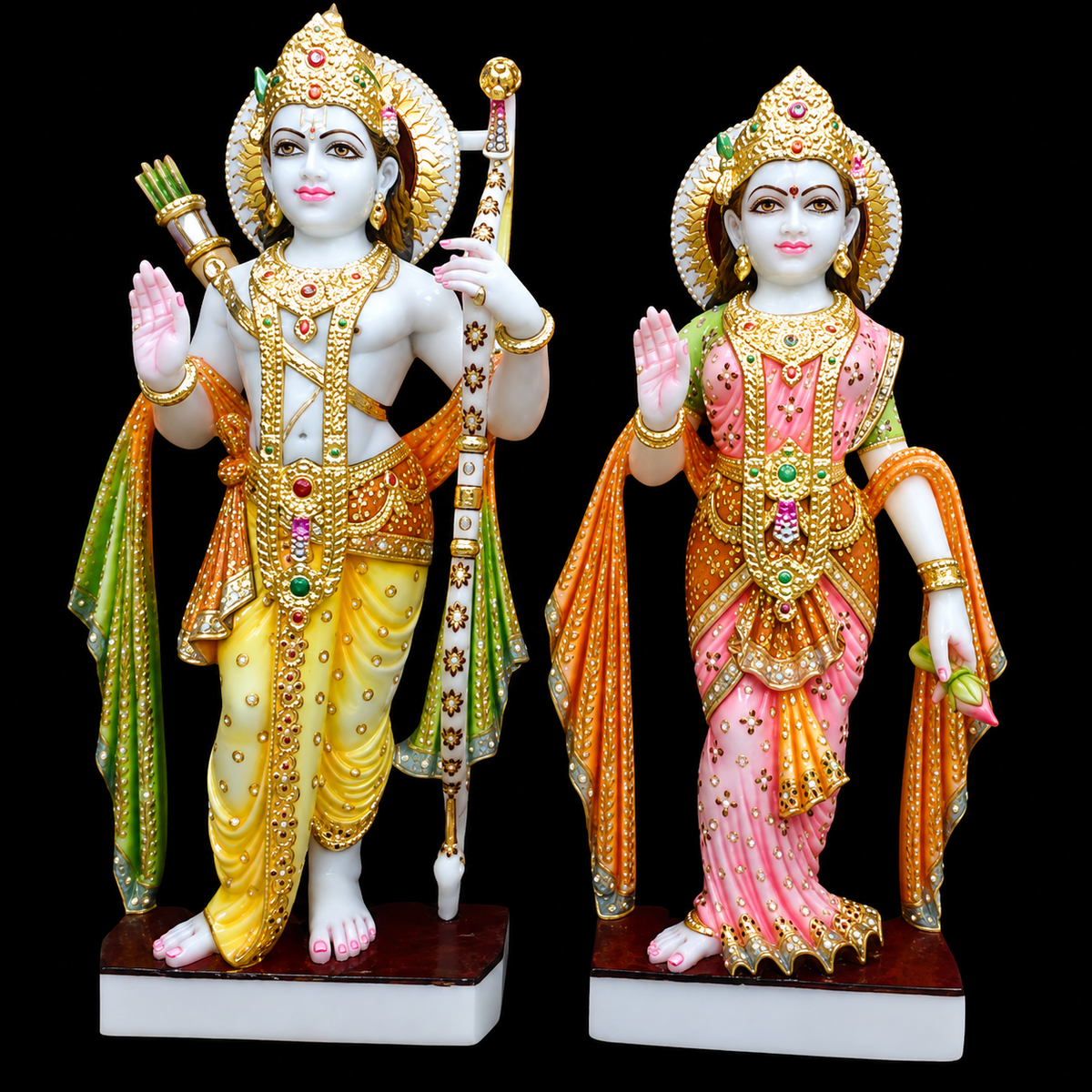 Shri Ram Sita Marble Murti - 9 Inch