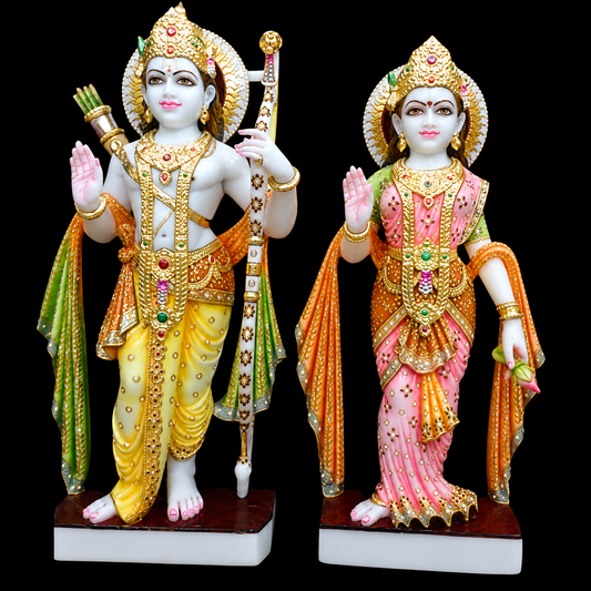Shri Ram Sita Marble Murti - 9 Inch