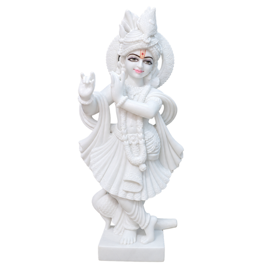 Natkhat Kanhaiya Krishna Ji Marble Murti - 9 Inch