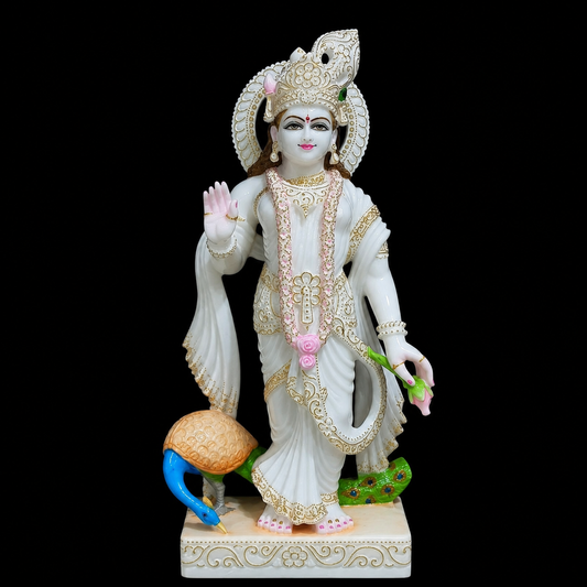 Vrishabhanu Nandini Radha Rani Marble Murti - 9 Inch