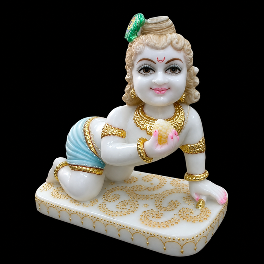 Bal Gopal Krishna Ji Marble Murti - 9 Inch