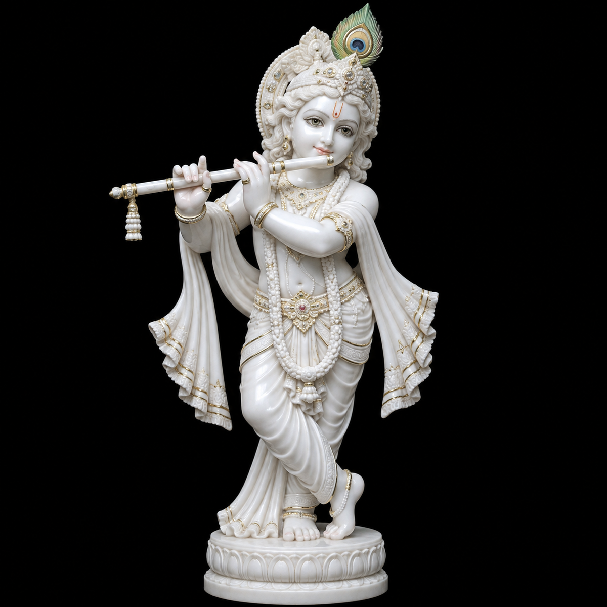 Murli Manohar Krishna Ji Marble Murti - 9 Inch