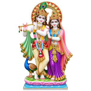 Radha Krishna Peacock Pair Marble Murti