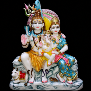 Shiv Parvati Ganesh Marble Murti